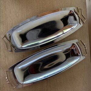 2 MCM Kromex vintage silver serving trays